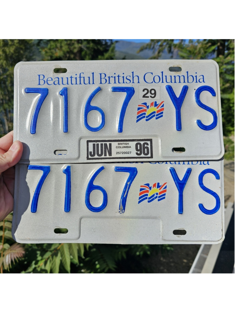 1996 British Columbia Truck License Plates Pair 7167 YS Beautiful BC Vintage...
